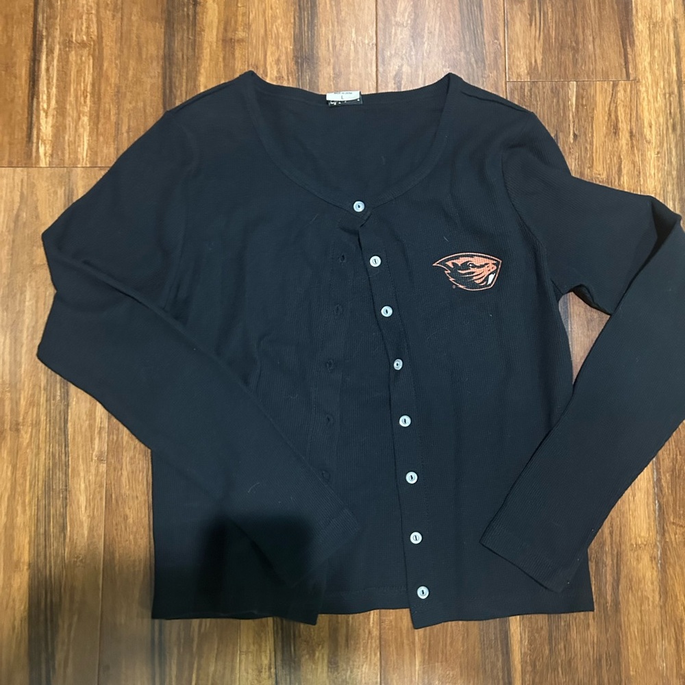Women's Black Cardigan with Logo